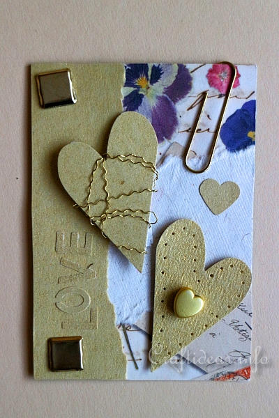 ATC - Artist Trading Cards - Love ATC Using Gold and Natural Colored Papers