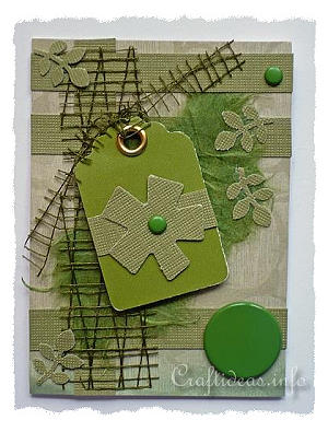 Artist Trading Card - Green ATC with Flower Motif 