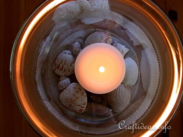 Candle Glass with Seashells 2