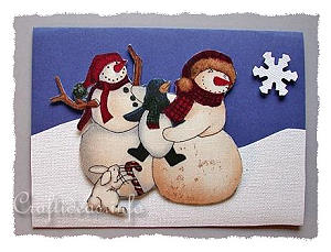 Christmas Card - Snowmen and Friends Greeting Card for the Holidays 