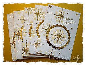 Christmas Cards with Printed Organza Motifs - Gold