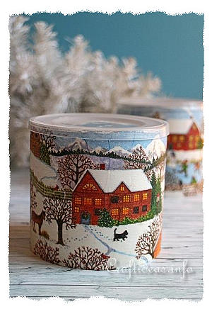 Decoupage Can with Winter Scene 