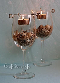 Easter Centerpiece - Wine Glasses with Tea Lights 