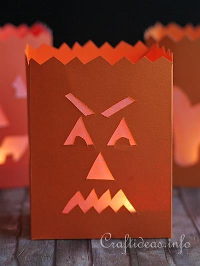 Fall Paper Craft - Evil Pumpkin Paper Lantern b