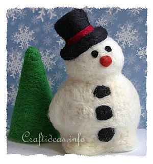 Christmas wreath with needle felted Snowman