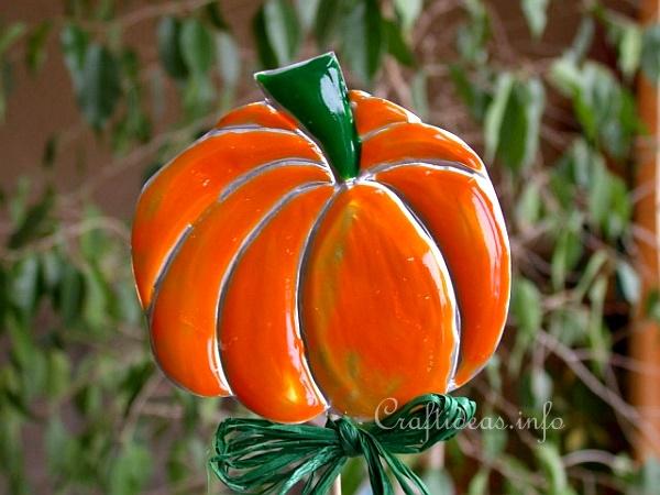 Fun Fall Craft - Embossed Metal Pumpkin Plant Stick