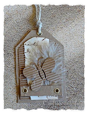 Gift Tag Craft - Natural Colored Tag with Butterfly Motif 