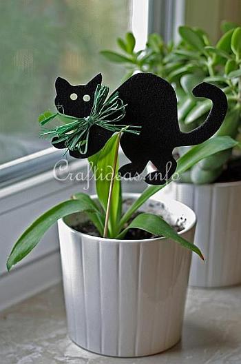 Halloween Felt Cat Plant Stick