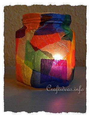 Kids Craft for Christmas - Colorful Tea Light Holder