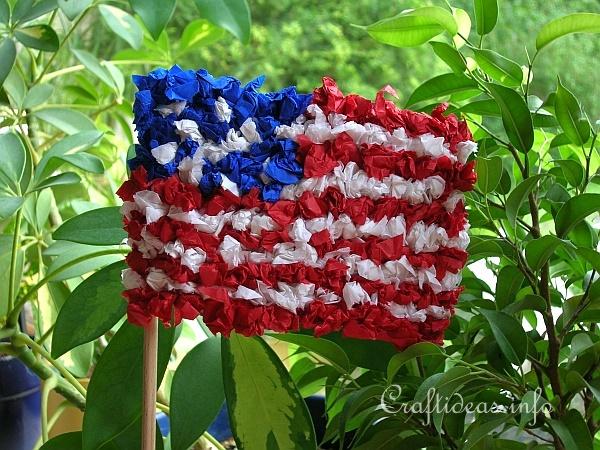Paper Craft - American Flag Plant Poke