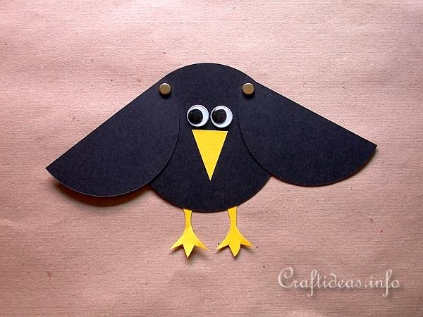 Paper Craft for Kids - Paper Crow with Movable Wings