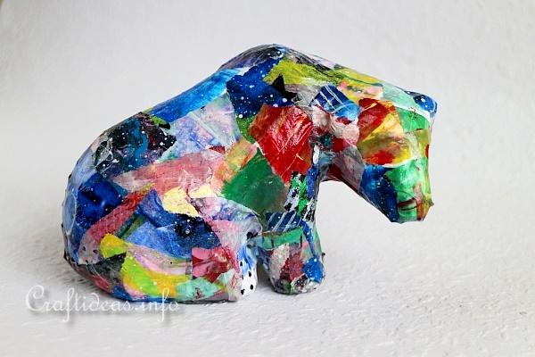 Paper Mache Abstract Art Bear