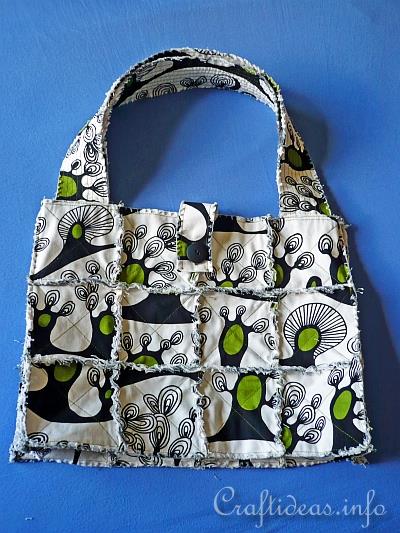 Summer Sewing Crafts - Rag Quilted Tote or Shopping Bag