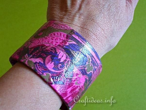 Recycling Craft - Bangle Decorated with Decopatch 2