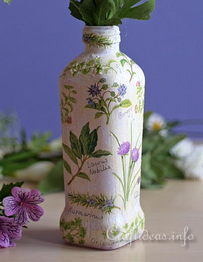 Recycling Craft With Bottles - Recycled Olive Oil Bottle Flower Vase 2