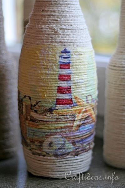 Recycling Craft and Paper Napkin Decoupage - Bottle Vase 2