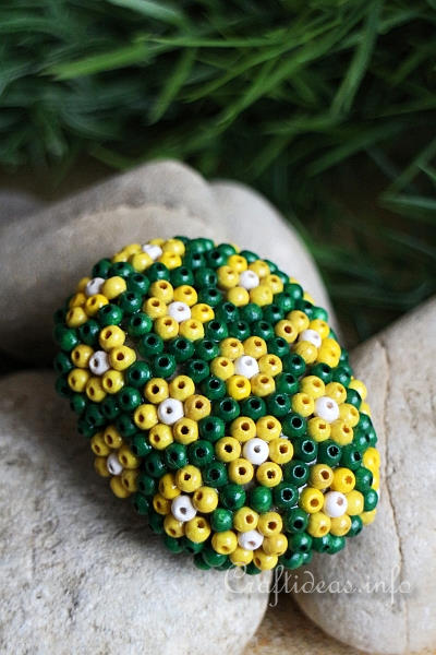 Stone Paperweight With Beads