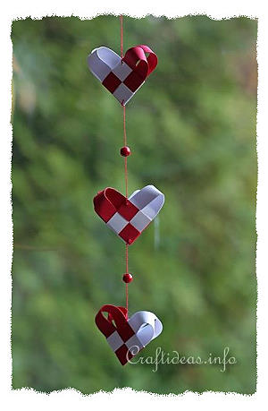 Woven Paper Christmas Hearts Mobile 