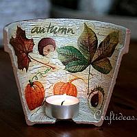 Autumn Clay Pot Tea Light Holder