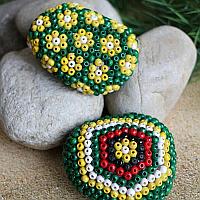 Beaded Stone Paperweights