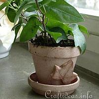 Beige Antique Flower Pots with Leaf Motif