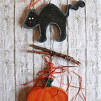 Black Cat and Pumpkin Garland