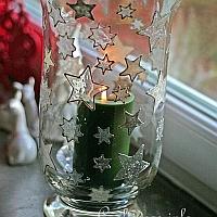 200 Candle Glass with Window Cling Stars 2