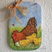 Chicken and Chicks Wooden Wall Decoration