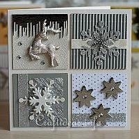 Christmas Card With Silver, Gold and White Embellishments
