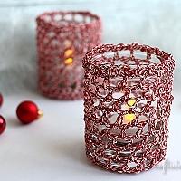 Christmas Crochet Candle Glass Covers