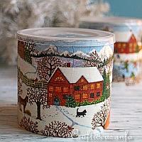 Decoupage Can with Winter Scene