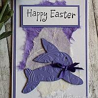 Easter Card - Purple Hopping Easter Bunny