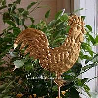 Embossed Metal Rooster Plant Stick