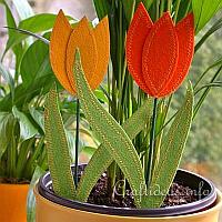 Felt Tulips Plant Pokes