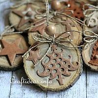 Natural Ornaments Crafted From Wooden Branch Slices