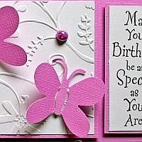 Pink Birthday Card with Butterflies