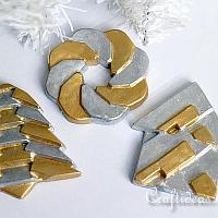 Plaster of Paris Silver and Gold Christmas Ornaments