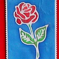 Red Rose on Silk Card