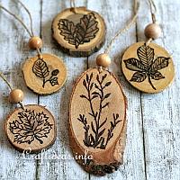 Stamping and Wood Burning on Wood Slices - Ornaments