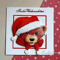 Teddy Bear Santa Christmas Card