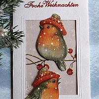 Weihnachtskarte mit Vögeln