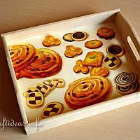 Wooden Serving Tray with Bakery Motifs