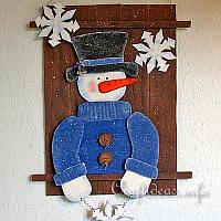 Wooden Snowman Wall Picture