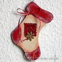 Wooden Stocking Christmas Tree Ornament
