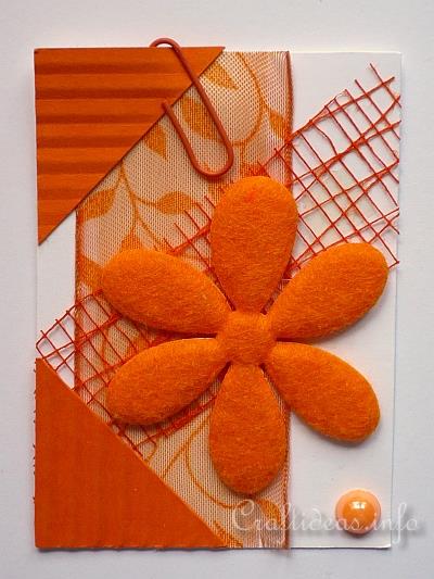ATC Craft - Artist Trading Card with Orange Flower