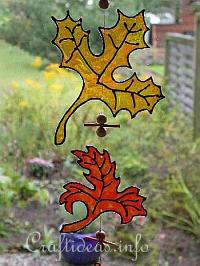 Autumn Crafts - Glass Paint Leaves Decoration