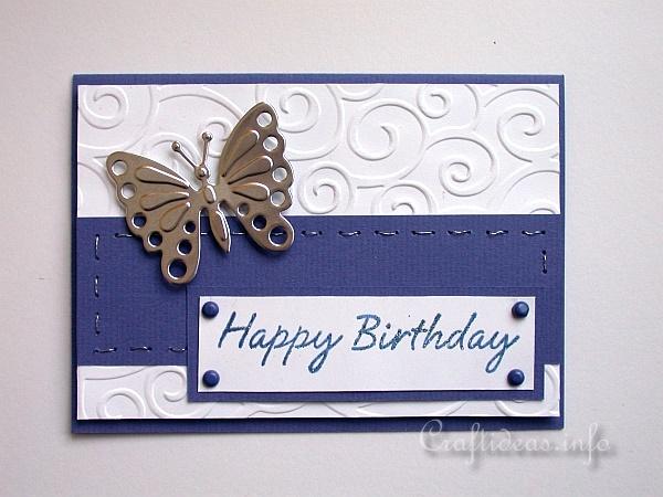 Blue Birthday Card - Stamping and Embossing