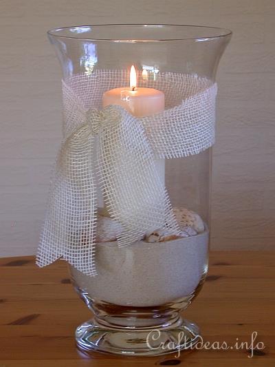 Candle Glass with Seashells