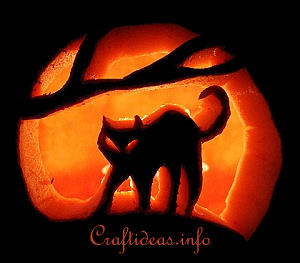 Carved Cat Halloween Pumpkin 