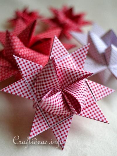 Checked Red and White German Paper Star